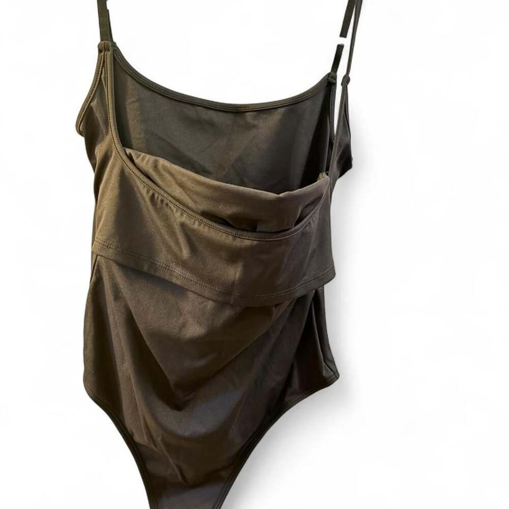 Halara One-Piece Swimsuit Size XS Black Draped Front - Picture 3 of 7